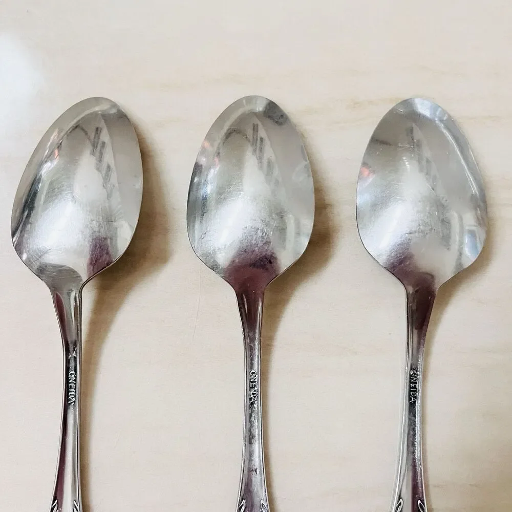 3pc ONEIDA Mansfield-Frosted Stainless Teaspoon 6” Flatware Replacement